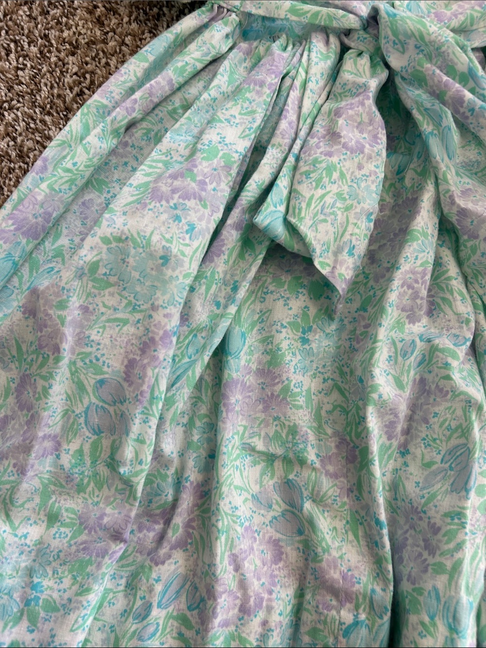 Vintage 80s Ruth of Carolina Pastel Floral Dress with Ruffled Collar - Picture 8 of 13